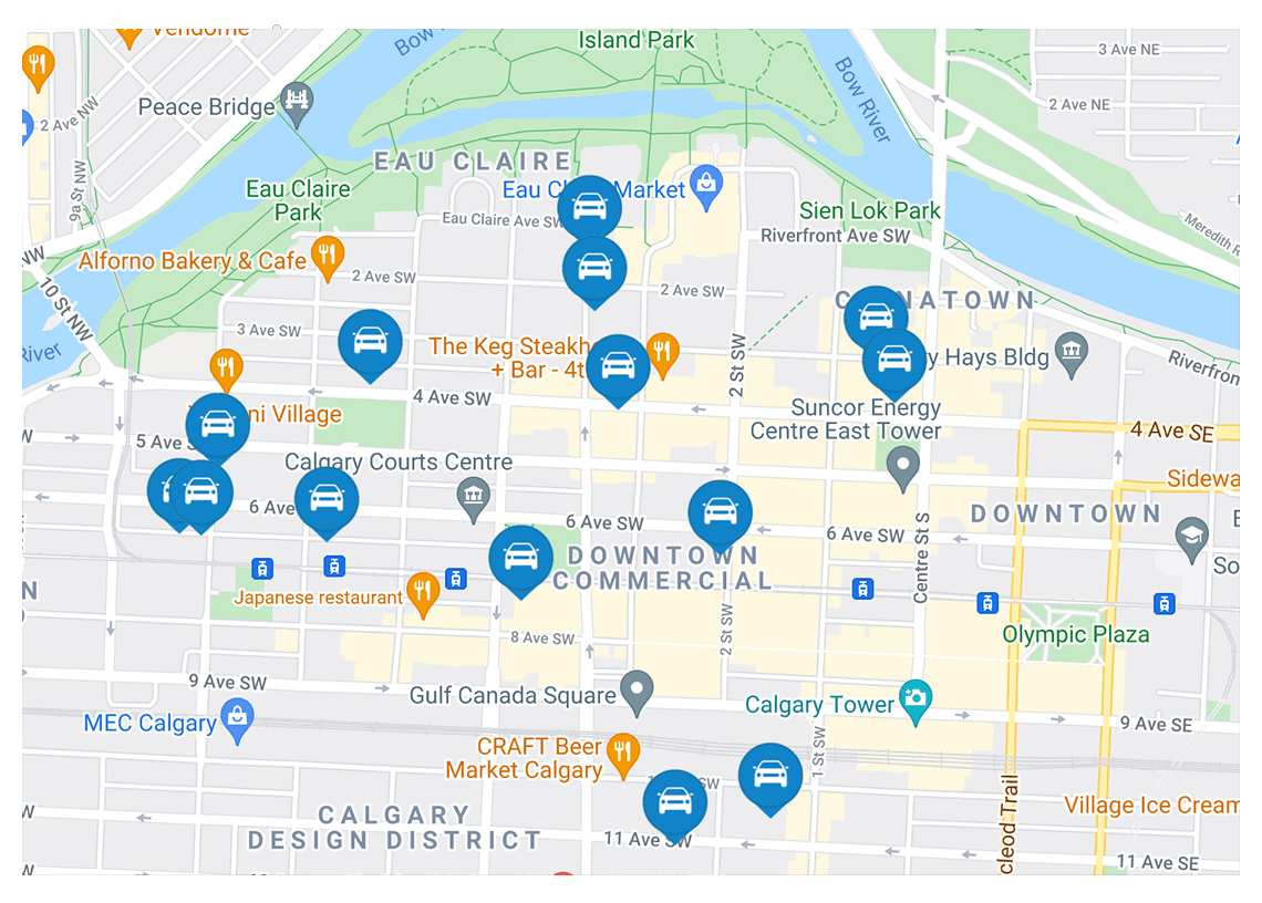 parkades on map